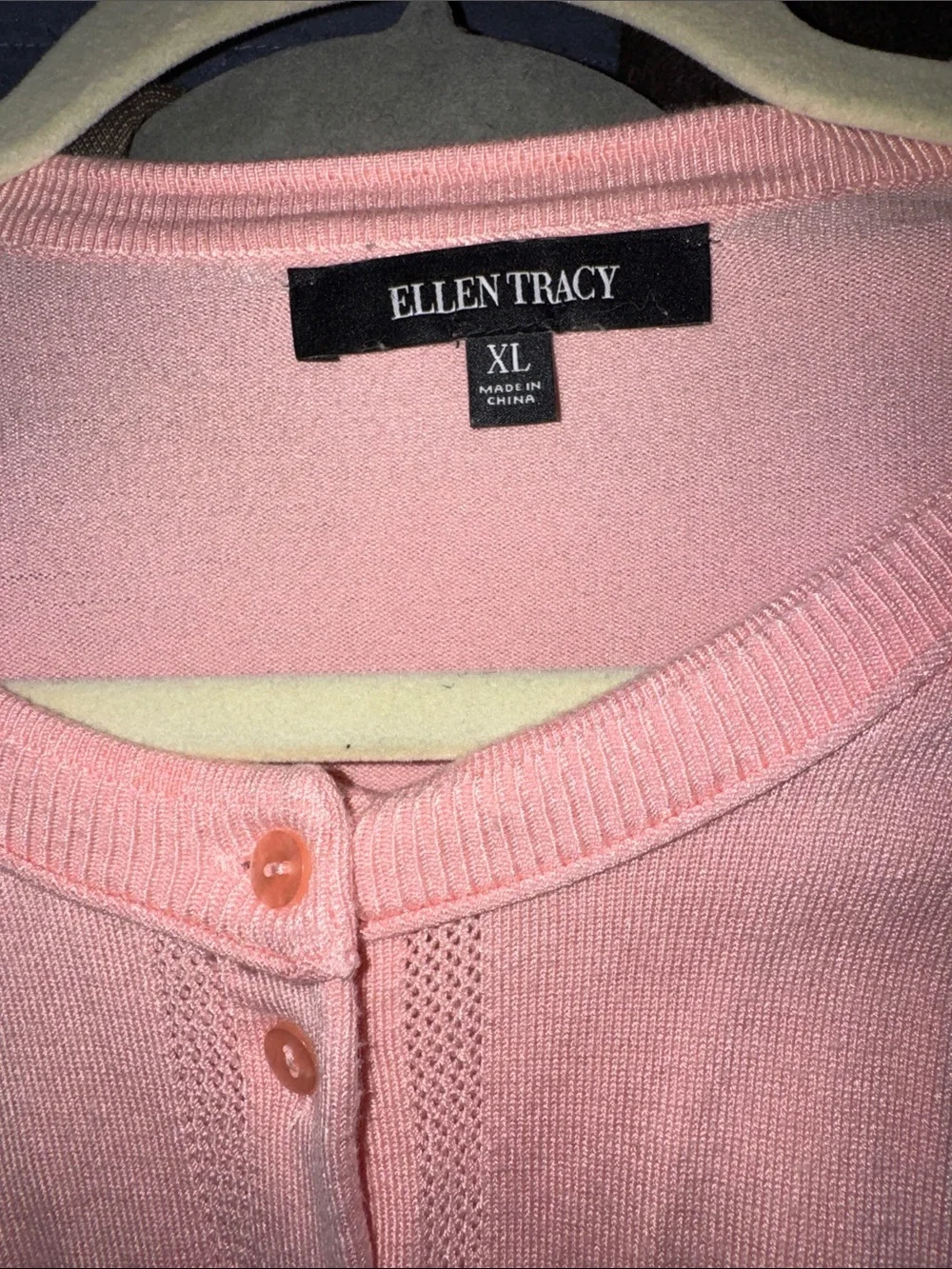 Ellen Tracy Light Pink Button-Front Knit Cardigan - XL - Picture 2 of 5